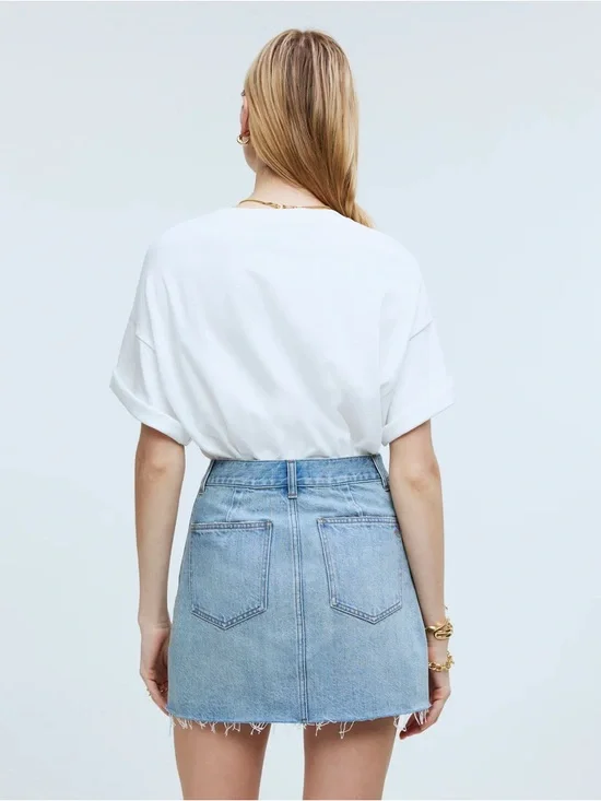 Madewell Denim (Jean) Crossover-Waist Mini Skirt Size 31 - Picture 4 of 7